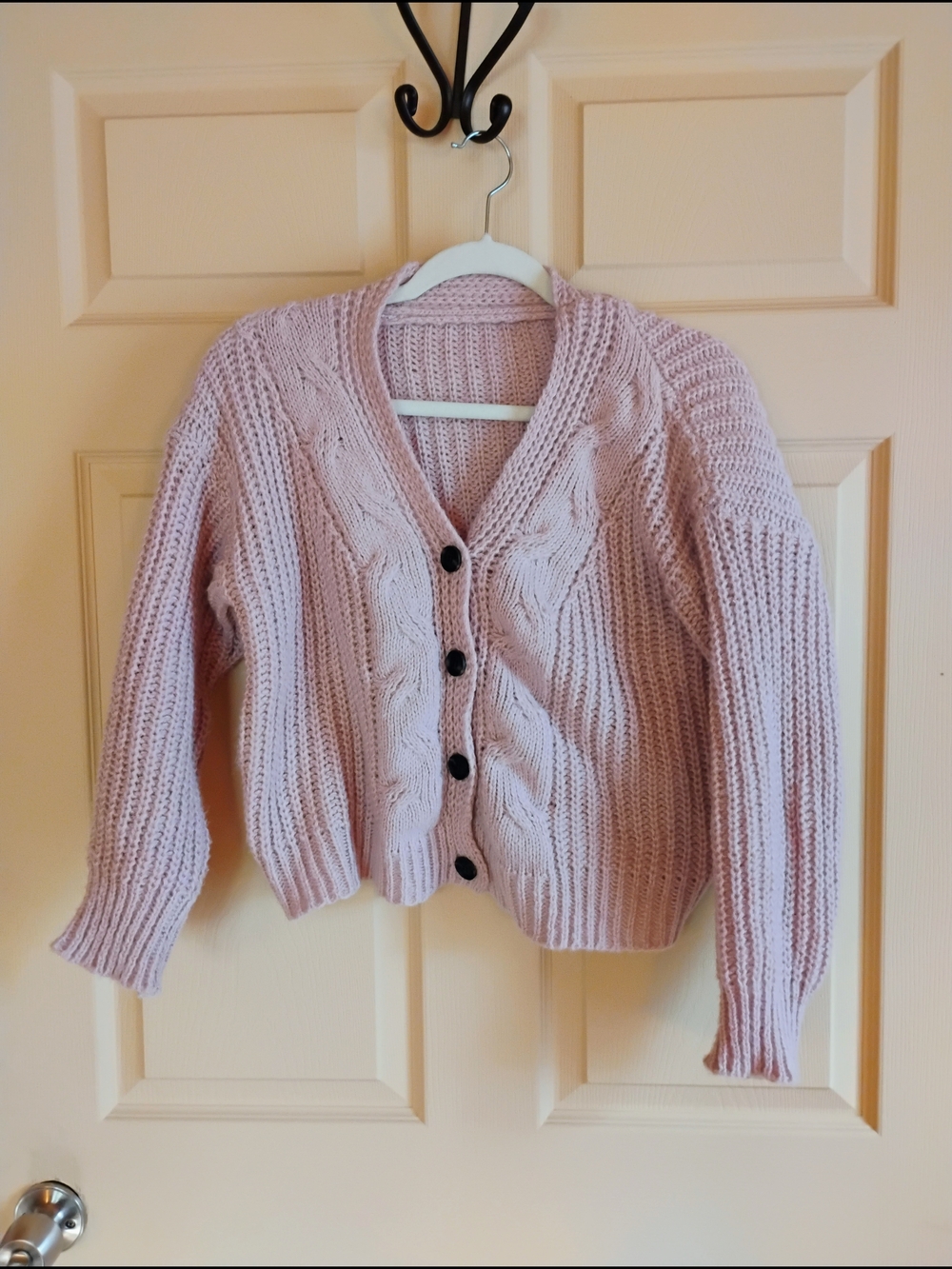 Cozy Cable Knit Button-Front Cardigan Sweater - Light Pink